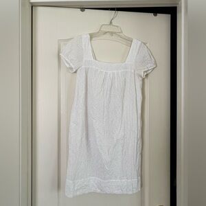 Vince cotton short sleeve mini dress with embroidered eyelets, pockets and liner